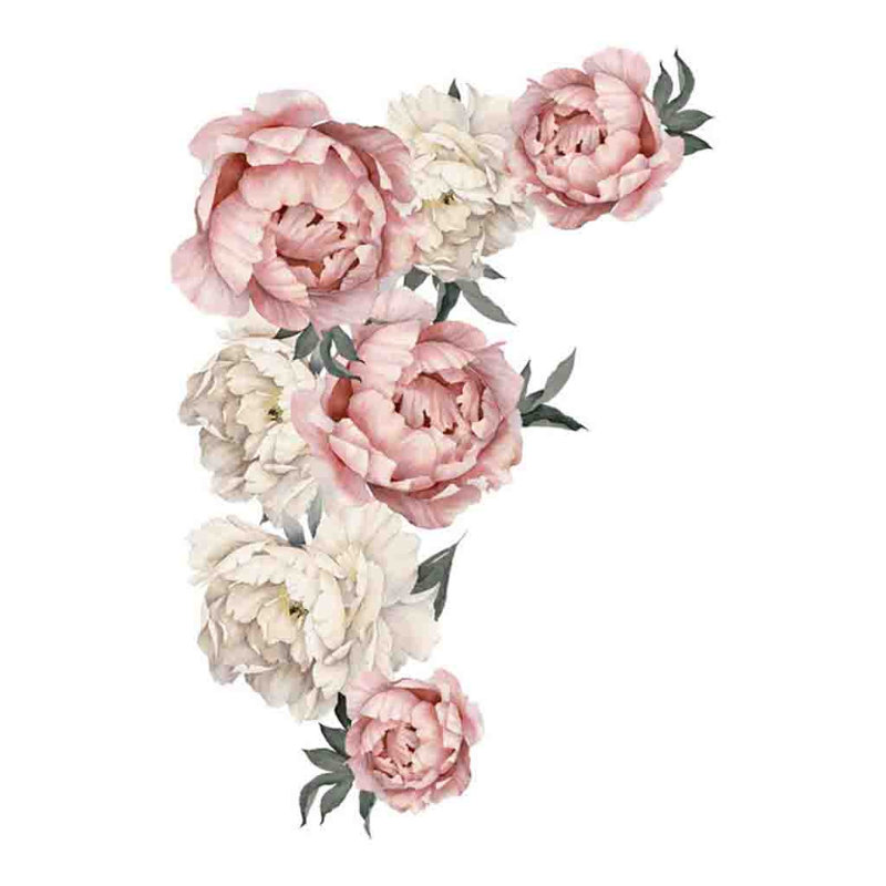 Pivoine rose, fleurs, autocollant mural, décorations de chambre de bébé, cadeau de décoration