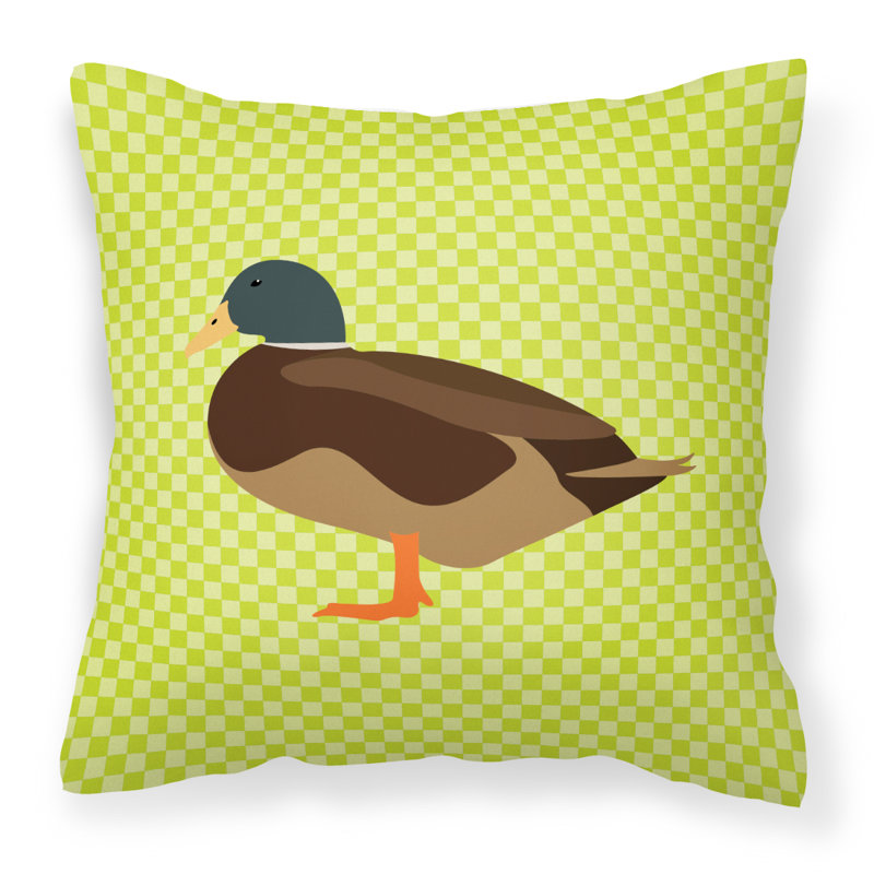 Bantam Duck Outdoor Throw Pillow, Green, 14" x 14"