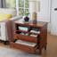 Table de chevet commode à 2 tiroirs avec station de charge, table de bout Farmhouse avec ports USB et prises USB, table d'appoint cannelée avec pieds en bois massif pour la chambre à coucher, idéale pour la vie organisée-1340672301