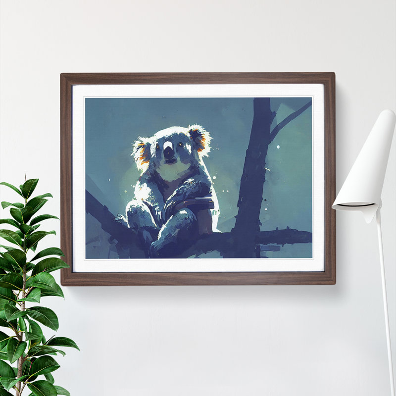 Koala Bear - Single Picture Frame Print, 34cm H x 46cm W x 2cm D, Walnut