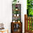65" Corner Cabinet With Shelves, 6 Tier Display Shelf & Charging Function, Freestanding For Living Room, Office Rustic Brown Doors, Storage Shelves Frame,