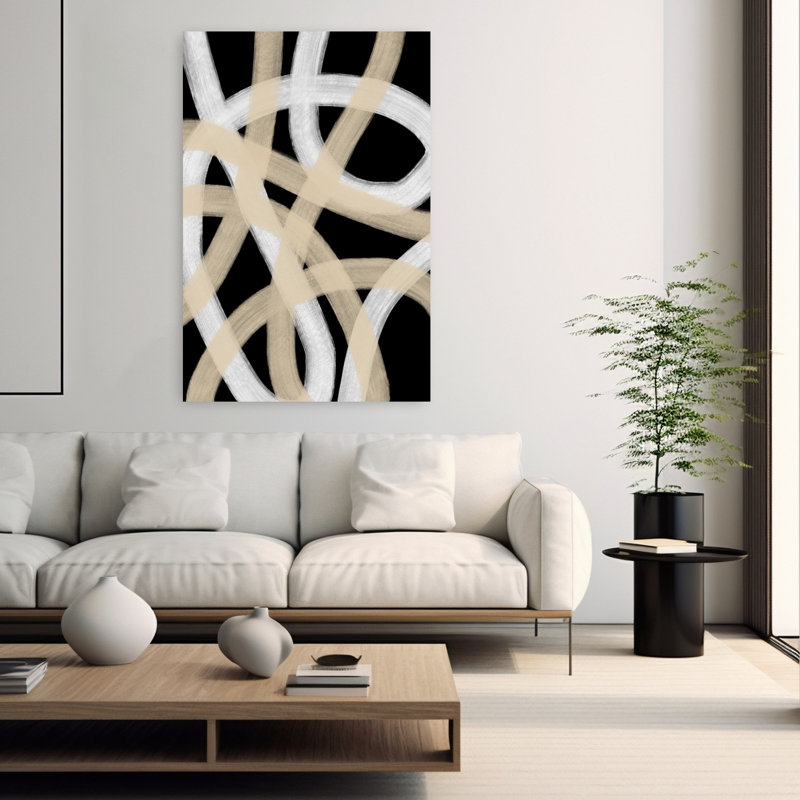Endless Entwine Abstract Contemporary Geometric Architecture Wall Art Print 1 Piece Wrapped Canvas Wall Art