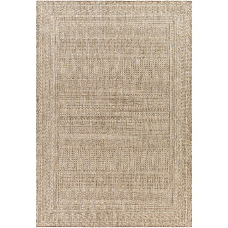 Camar Oriental Indoor/Outdoor Area Rug in Khaki, Rectangle 7'10" x 10'