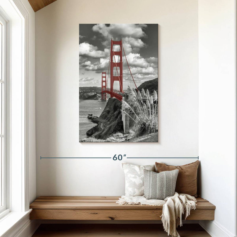 Lilie Red San Francisco Bridge, H 45 po x l 30 po