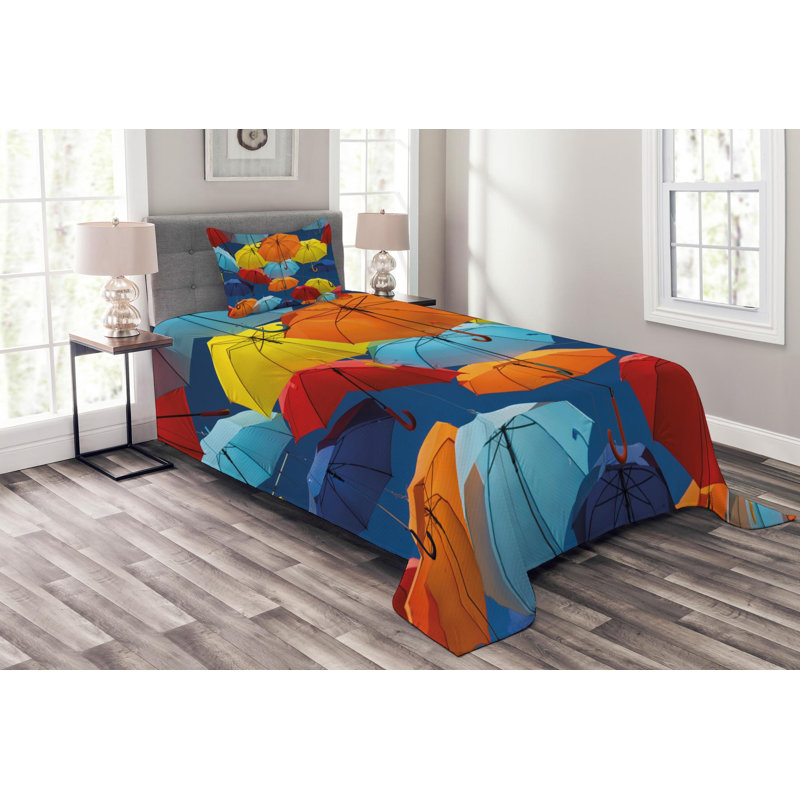 Modern & Contemporary Polyester Coverlet, Twin Coverlet + 1 Sham