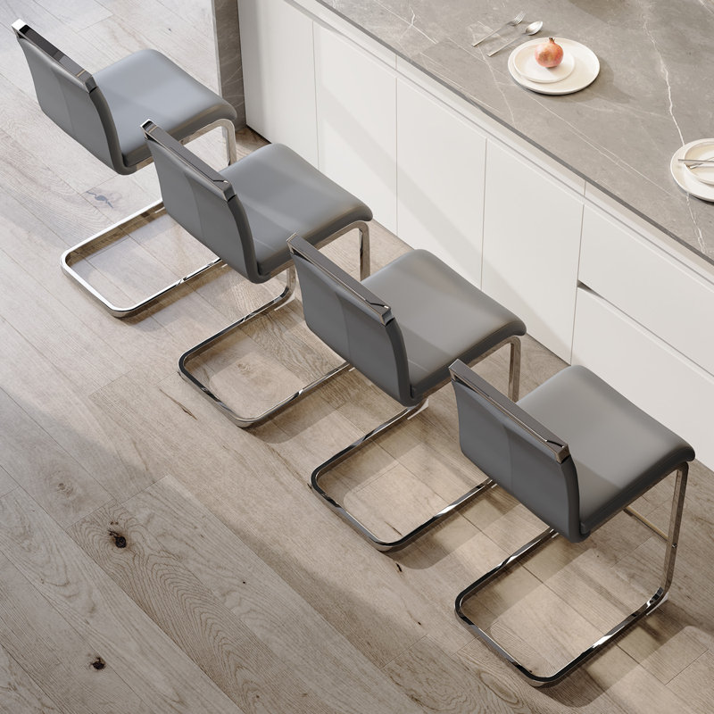 Tabouret de comptoir rembourré Mikale, 4, Gris