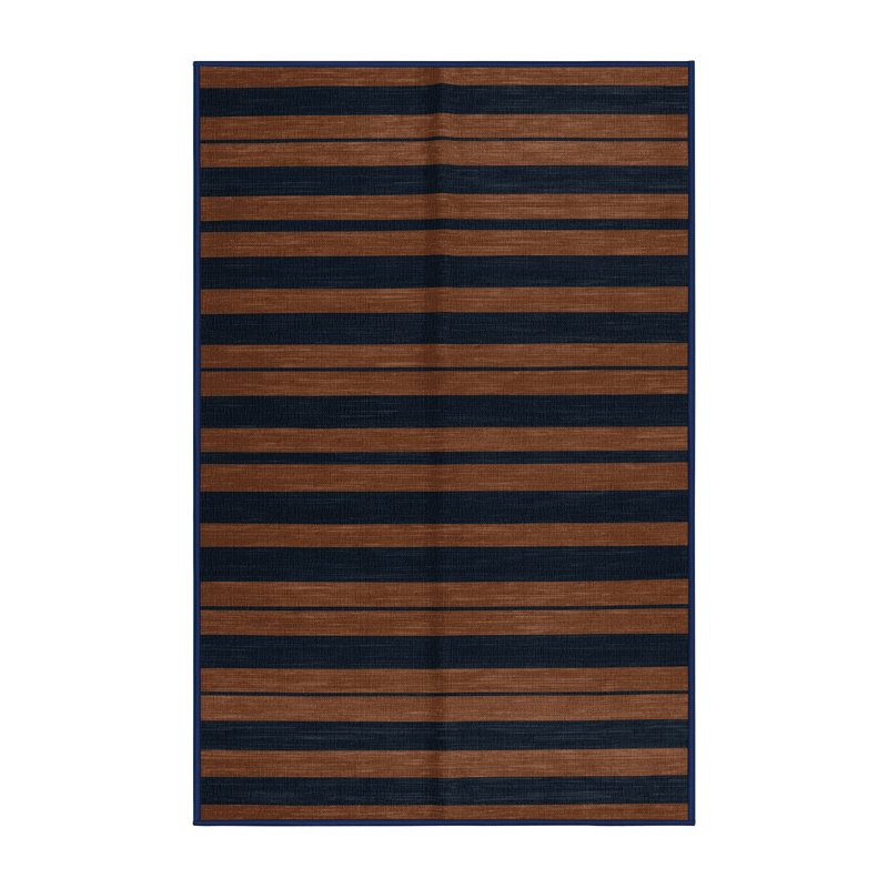 Machine Washable Horizontal Stripes Gray Area Rug, Rectangle 7' x 9'