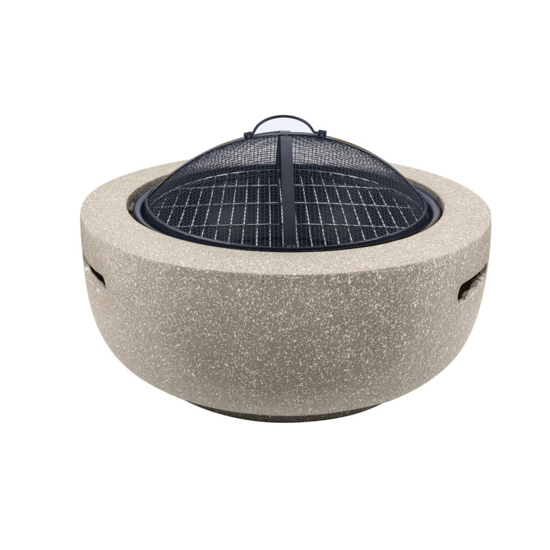 Frankie-Mai Round Polyresin Smokeless Fire Pit, Brown