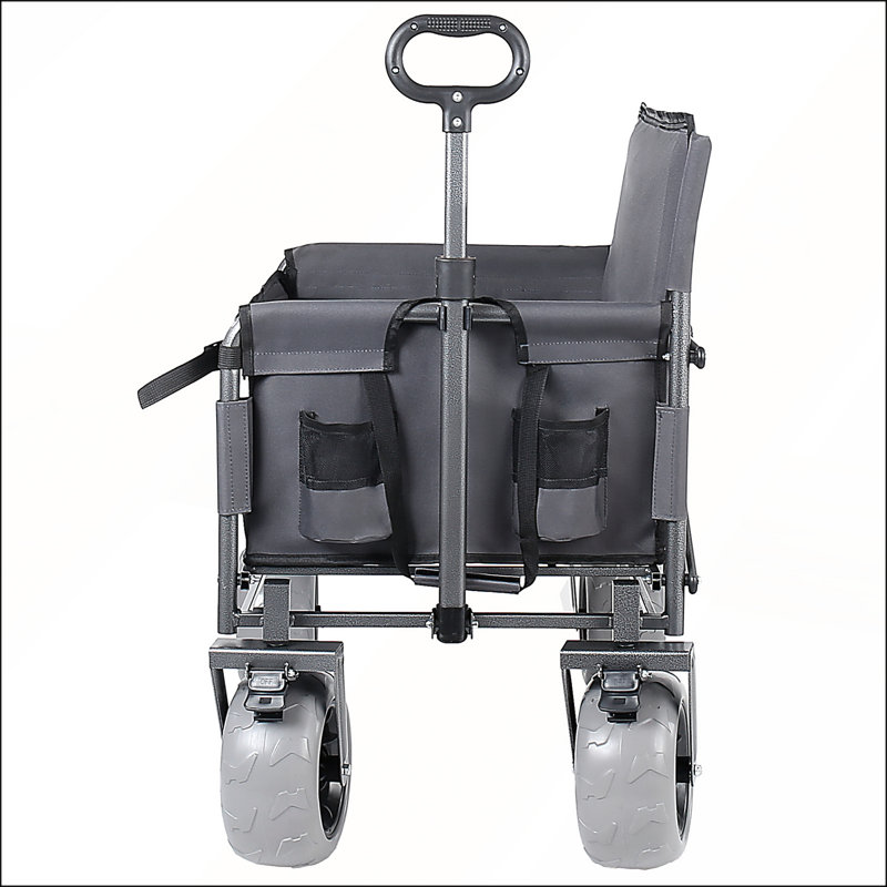 Chariot pliable 3 en 1 avec banc, plateau de table et capacité de 500 lb pour une utilisation polyvalente à l'extérieur, Grey
