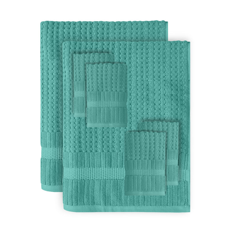 Ensemble de serviettes 6 pièces Willow - 100% coton peigné, qualité supérieure 630 g / m², turquoise, ultra-doux et très absorbant (ensemble de 2 serviettes de bain, 4 serviettes)