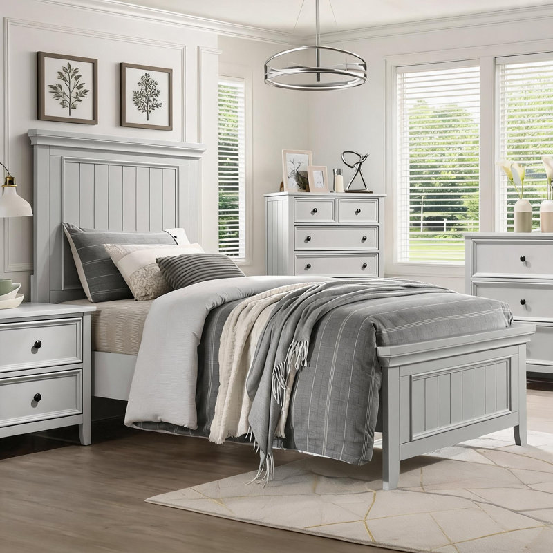 Base de lit en bois blanc compacte de taille simple, panneau classique pour chambre à coucher moderne