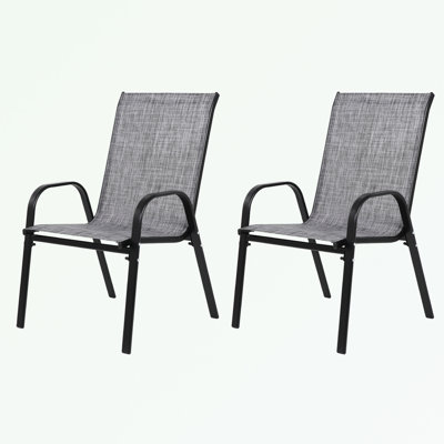 2 Piece Patio Chairs with Armrest and High Backrest