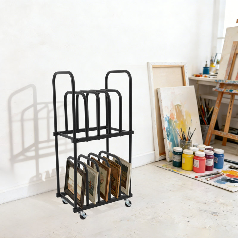 Organisateur mobile sur toile à deux niveaux pour studio d'art, Noir