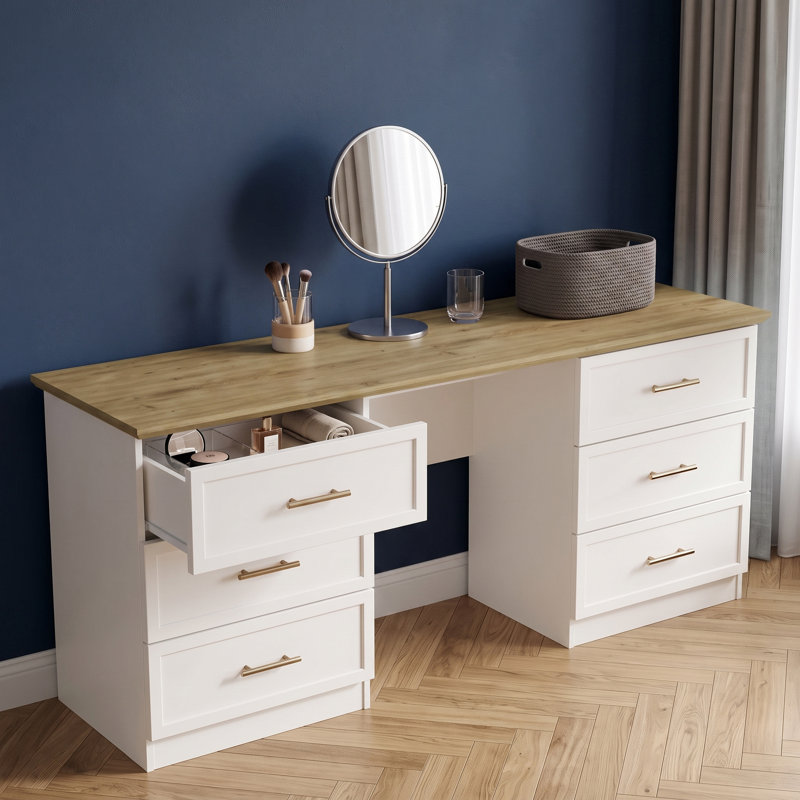 Cleverton 6 Drawer Wide Dressing Table, Ivory