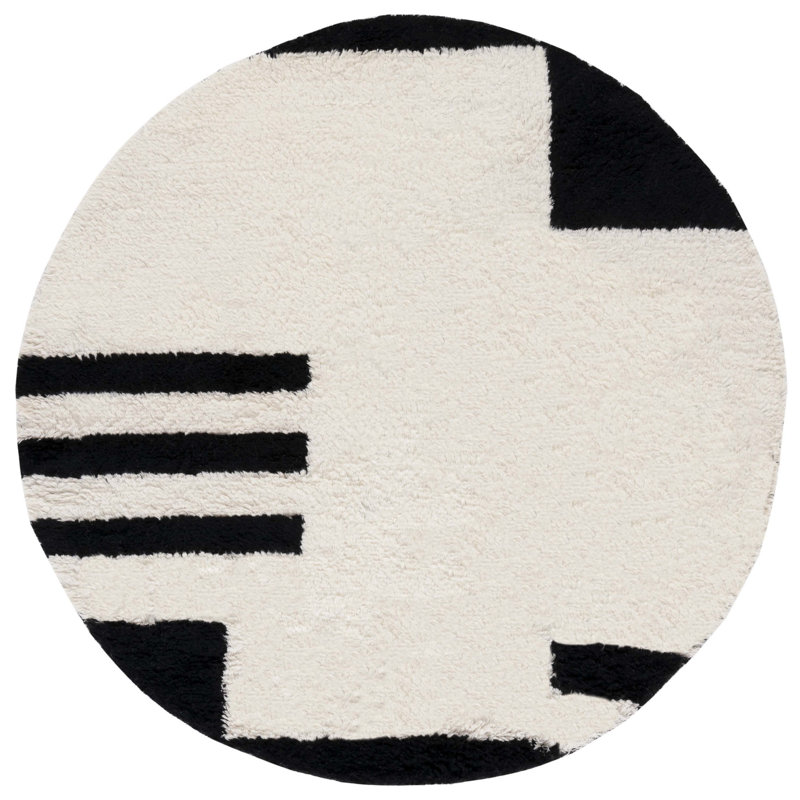 Tapis noir / ivoire Beaufort, Rond 6 pi