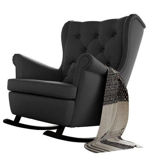 Yancheva Rocking Chair, Fargotex Zoya 10 DK Gray Chenille