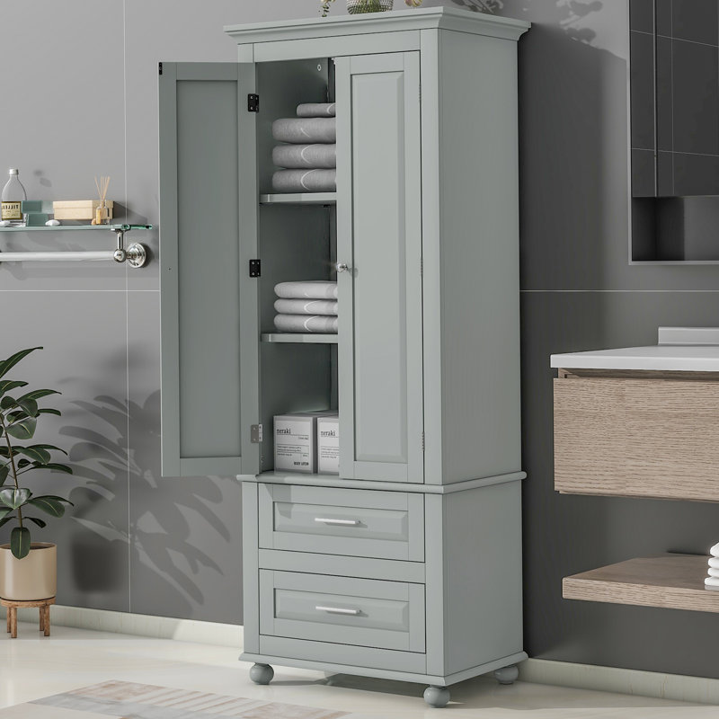 Bellamy 62.5'' Freestanding Bathroom Cabinet, Gray