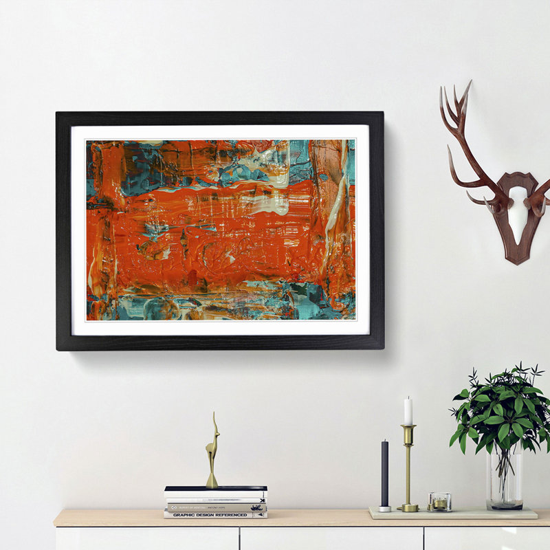 Abstract Art Painting Vol.148 by S.Johnson - Framed Print, 27cm H x 36cm W x 2cm D, Black Framed
