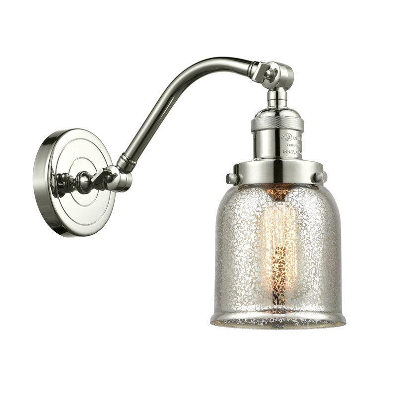 Norberto Armed Sconce, Silver Plated Mercury, 6 Watt Vinage LED Bulb, Polished Nickel