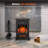 Winston Porter 17" Freestanding Fireplace Stove Heater With Realistic Flame For Home Office With Realistic Log Flame Effect, Adjustable Flame Effect/Brightness/Heating Mode, Overheating Safe Design
