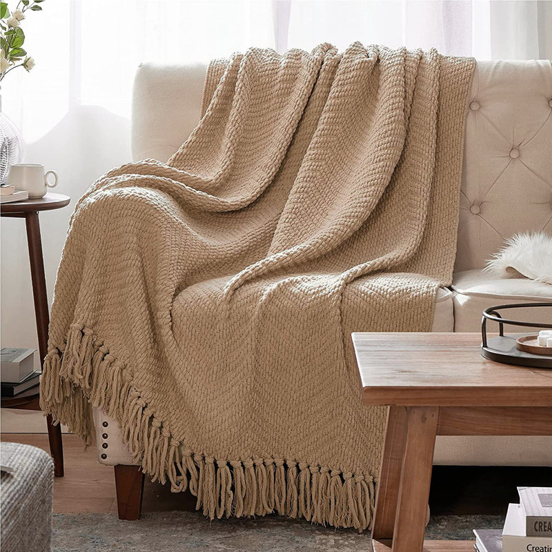 Couverture tissée Cozy Winter Collection, Taupe, Lit simple