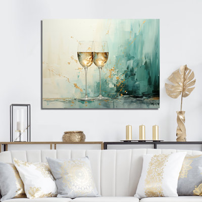 Verre émeraude champagne doré - Art mural champagne