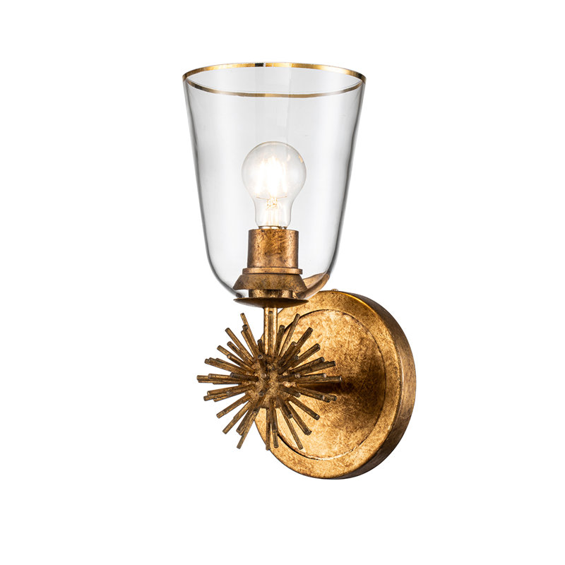 Staring 1 Light Armed Sconce, Gold Leaf