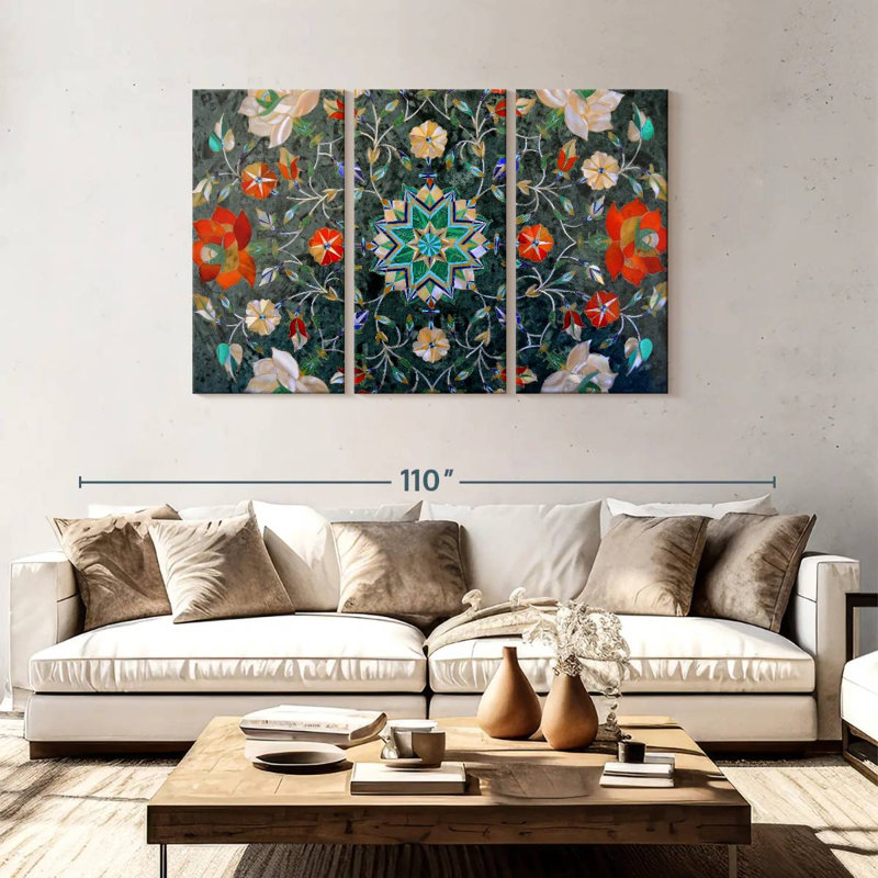 Fleur mosaïque Kerner, H 48 po x l 74 po