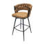 28 po. Tabourets de bar pivotants de 28 po. Revêtement en cuir technique de couleur brune. Structure avec anneau en caoutchouc à gratter pour la cuisine, le bar, le café (2). Pivotement à 360 °, rembourrage confortable.