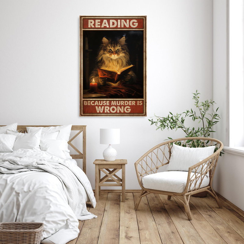 Loarca " Cat Reading 1 ", 36" H x 24" W x 1.25" D