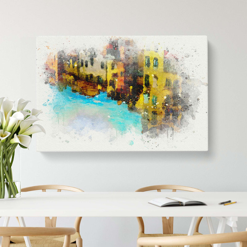 Reflection Of Houses In Girona Spain In Abstract - Wrapped Canvas, 35cm H x 50cm W x 3cm D