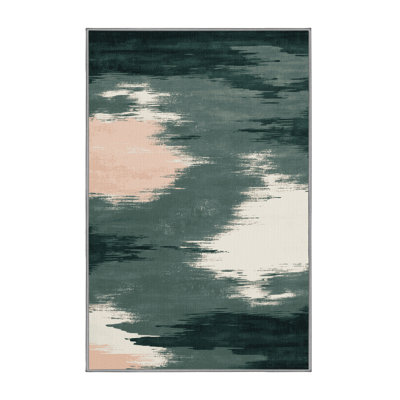 Machine Washable Watercolor Grey Area Rug