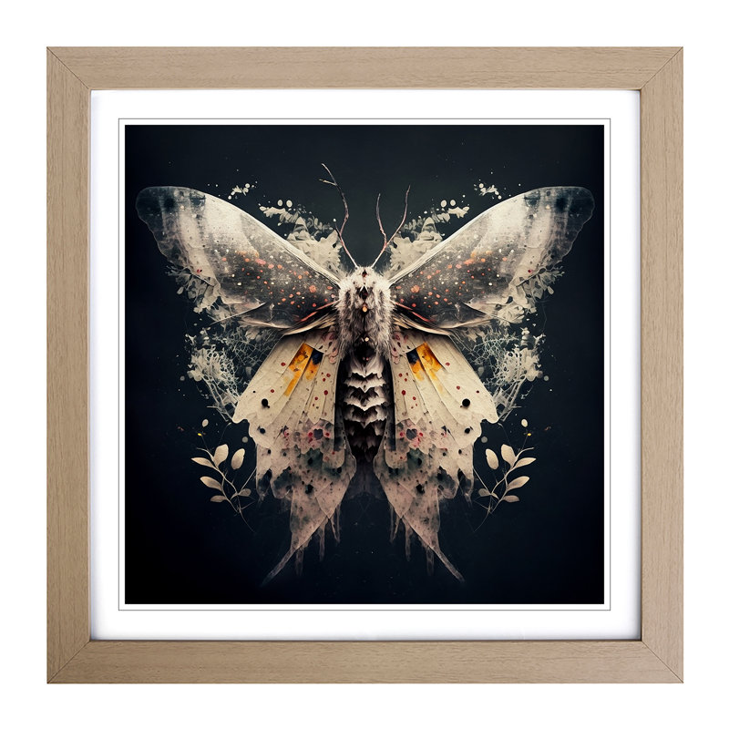 Moth Double Exposure - Framed Print, Oak
