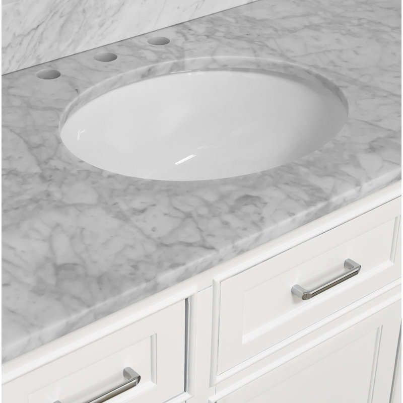 Ensemble de meuble-lavabo simple 42 po Ronnie, Blanc, Marbre de Carrare
