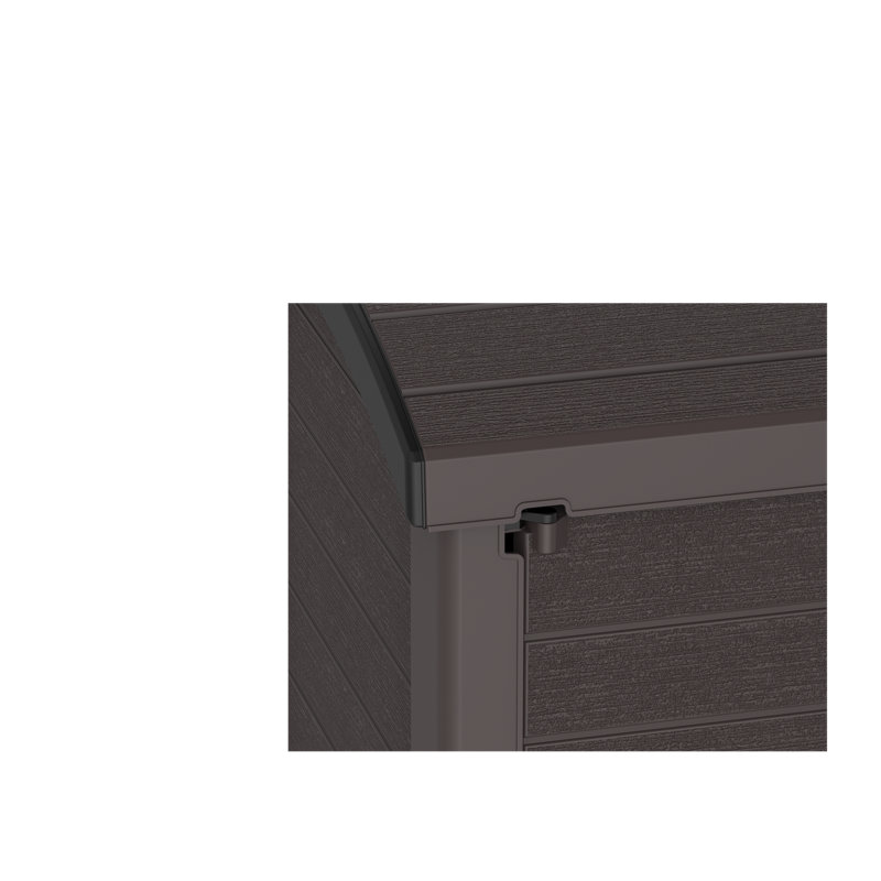 Arc Lid Rattan Horizontal Garbage Shed, Brown
