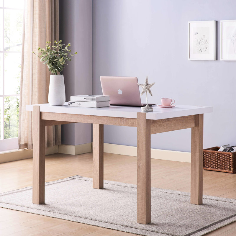 Table de salle à manger bicolore avec quatre pieds en bois massif, table épaisse, sièges creux, fil métallique, confortablement
