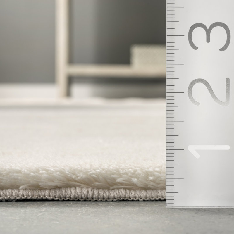 Loni Solid Machine Washable Runner Shag Rug for Living Room Bedroom Dining Room Nursery Entryway Hallway, Square 4'