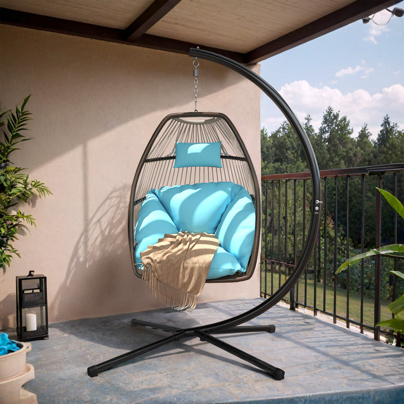 Colesen 1 Person Egg Chair with Stand, Blue