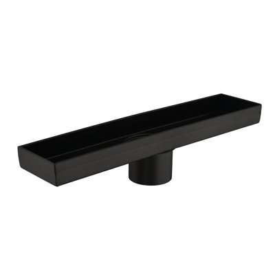 Drain de douche linéaire de 12 pouces avec couvercle amovible noir mat, acier inoxydable 304 avec crépine et pieds réglables