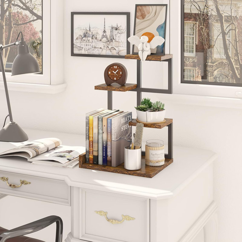 Desktop Shelf Organizer, Black/Brown