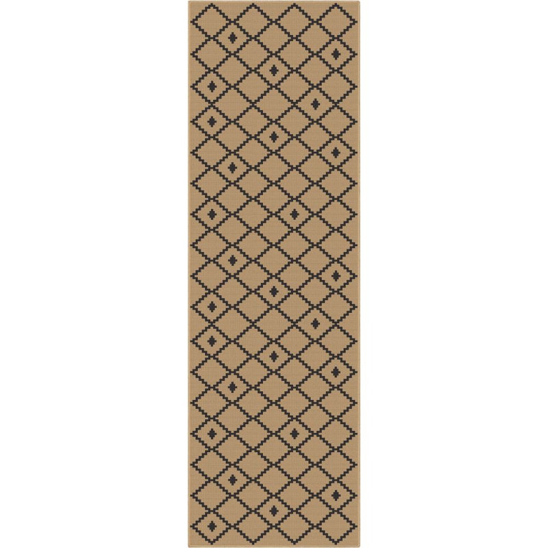 Well-Jute Akita Moroccan Lattice Flat-Weave Black Area Rug, Runner 2'3" x 7'3"