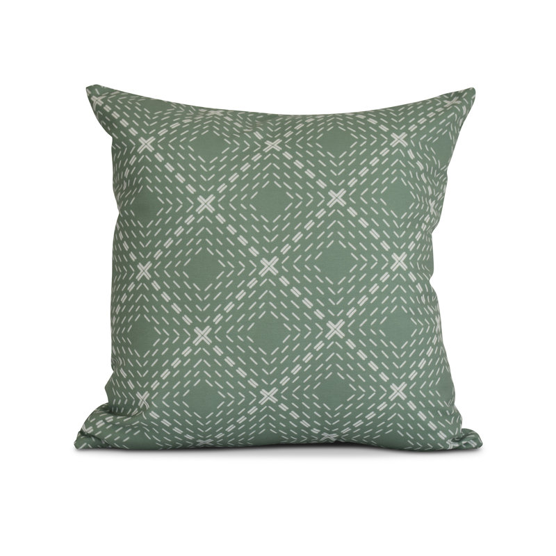 Upscale Getaway Geometric Reversible Throw Pillow, 18" H x 18" W x 3" D, Green