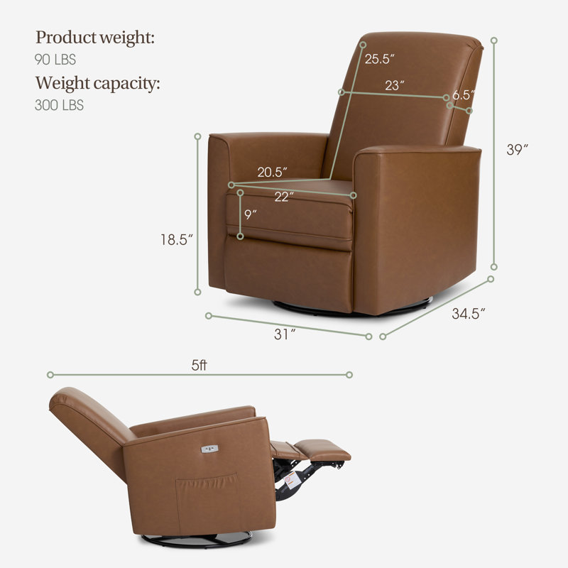 Evolur Harlow Deluxe Glider |Power Recliner| Rocker