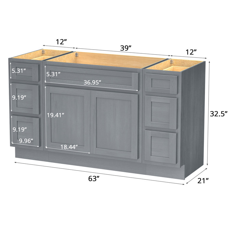 63'' Single Bathroom Vanity Base Only, Silver