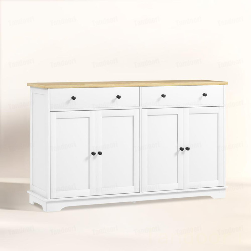 Buffet avec tiroirs de rangement et tablettes réglables, White