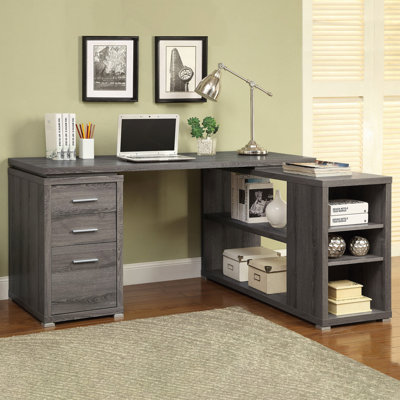 Tona Weathered Grey 3-Drawer L-shape Desk