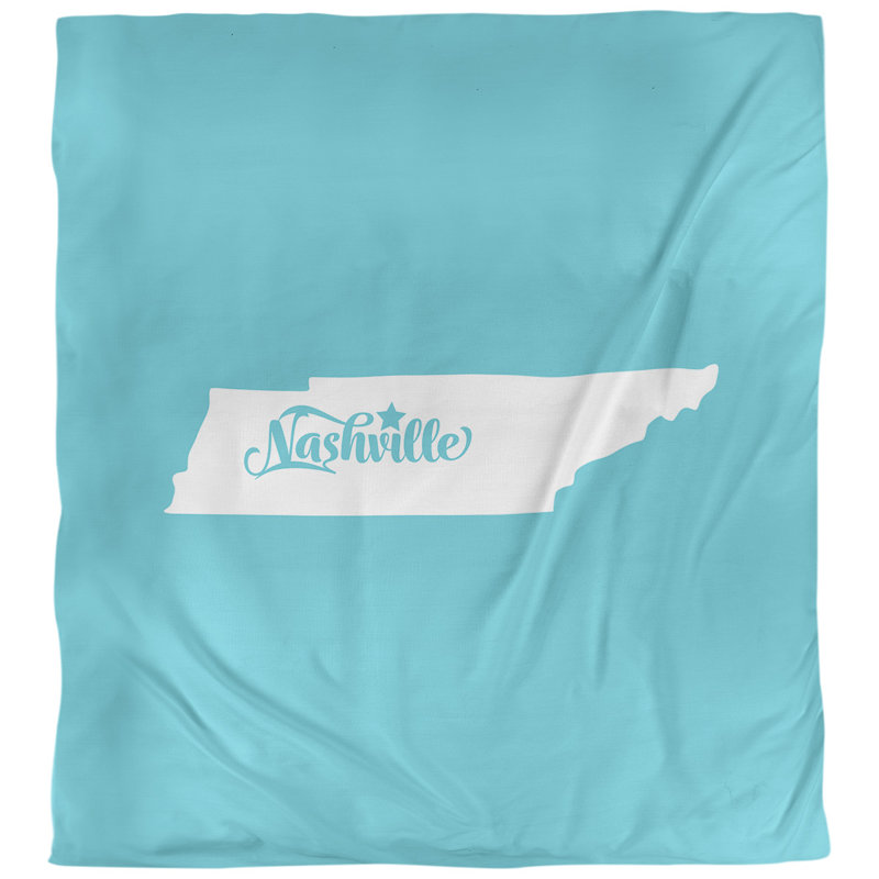 Housse de couette réversible simple Nashville Tennessee, Housse de couette pour grand lit, Bleu sarcelle, Microfibre