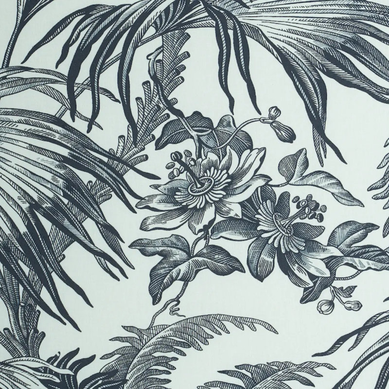 Schumacher x Jill Lasersohn Toile Tropique Fabric, Black