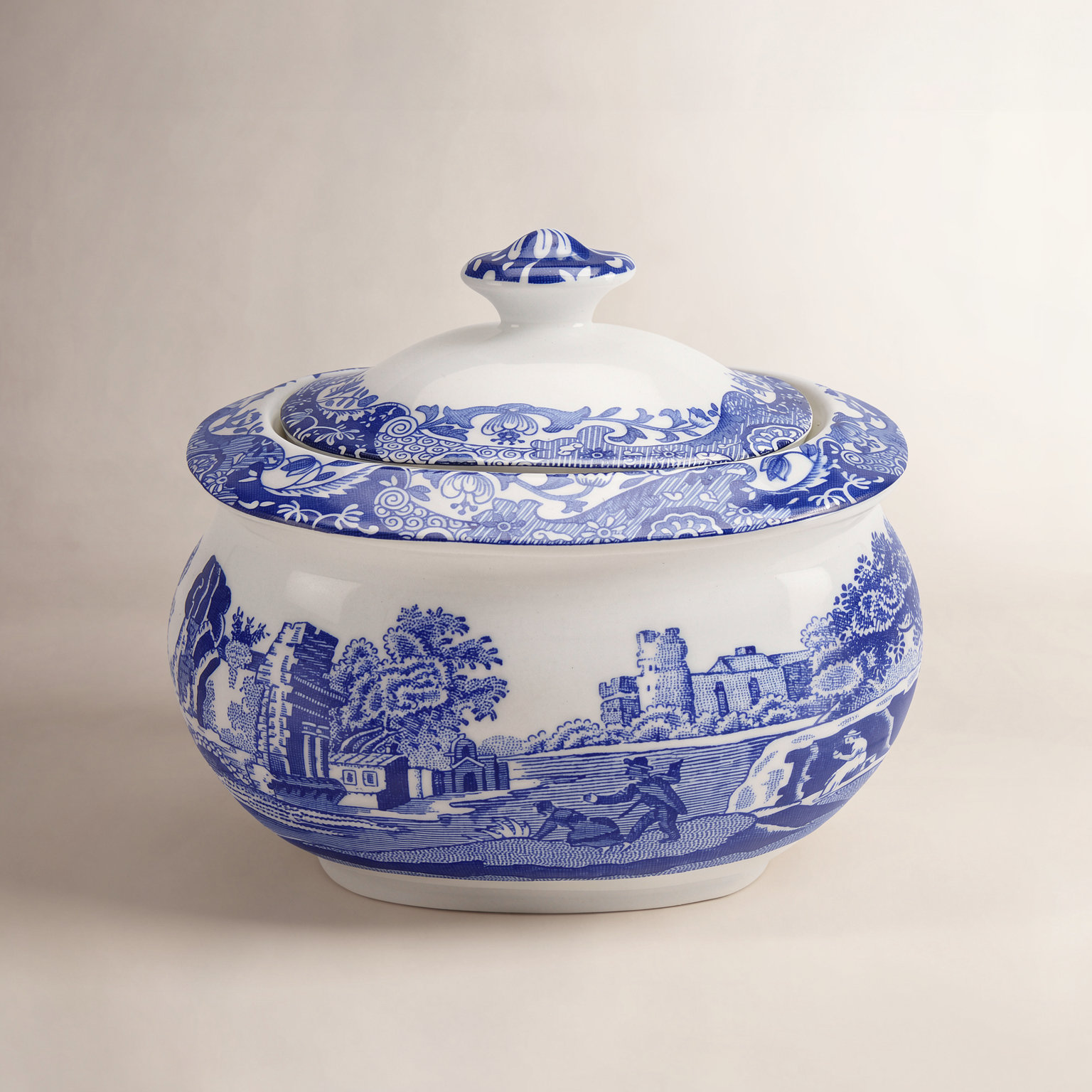 Spode Blue Italian Covered Sugar Bowl