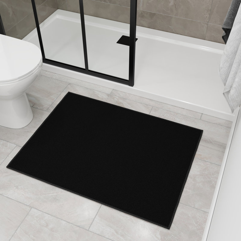 Ottohome Black Entryway Mat, Rectangle 2'3" x 3', Black